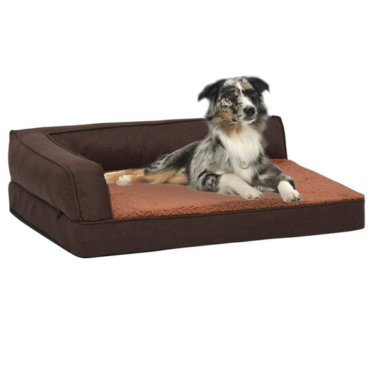 Dog bed ergonomic linen look 75x53 cm fleece brown