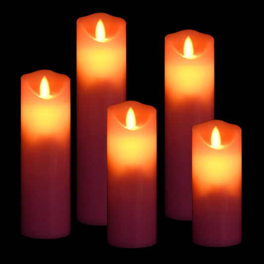 5-piece candle set with remote control LED warm white
